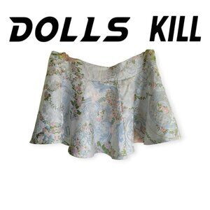 Dolls Kill Sugar Thrillz Fairycore Silver If The Shoe Fits Brocade Skirt size 1x